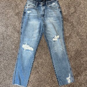 Judy Blue Distressed Straight Leg Jeans - Light Blue